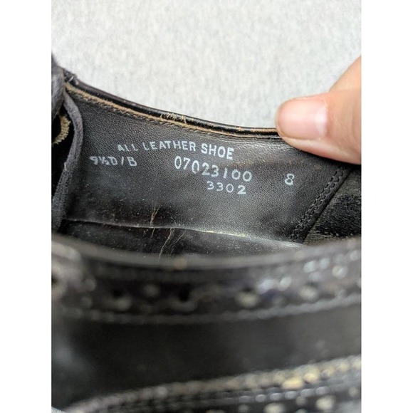 Vintage Wingtip Oxford Shoes Mens 9.5D/B All Leather Black Classic Dark Academia main image 4